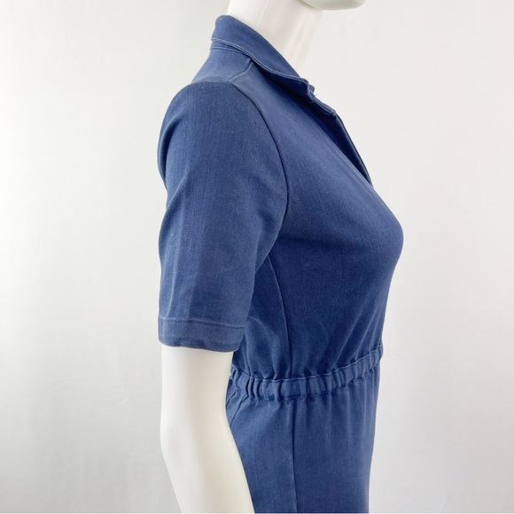 Valfre Jumpsuit Denim Overalls Zip Up V-Neck Short Sleeves Size XS - Picture 8 of 14